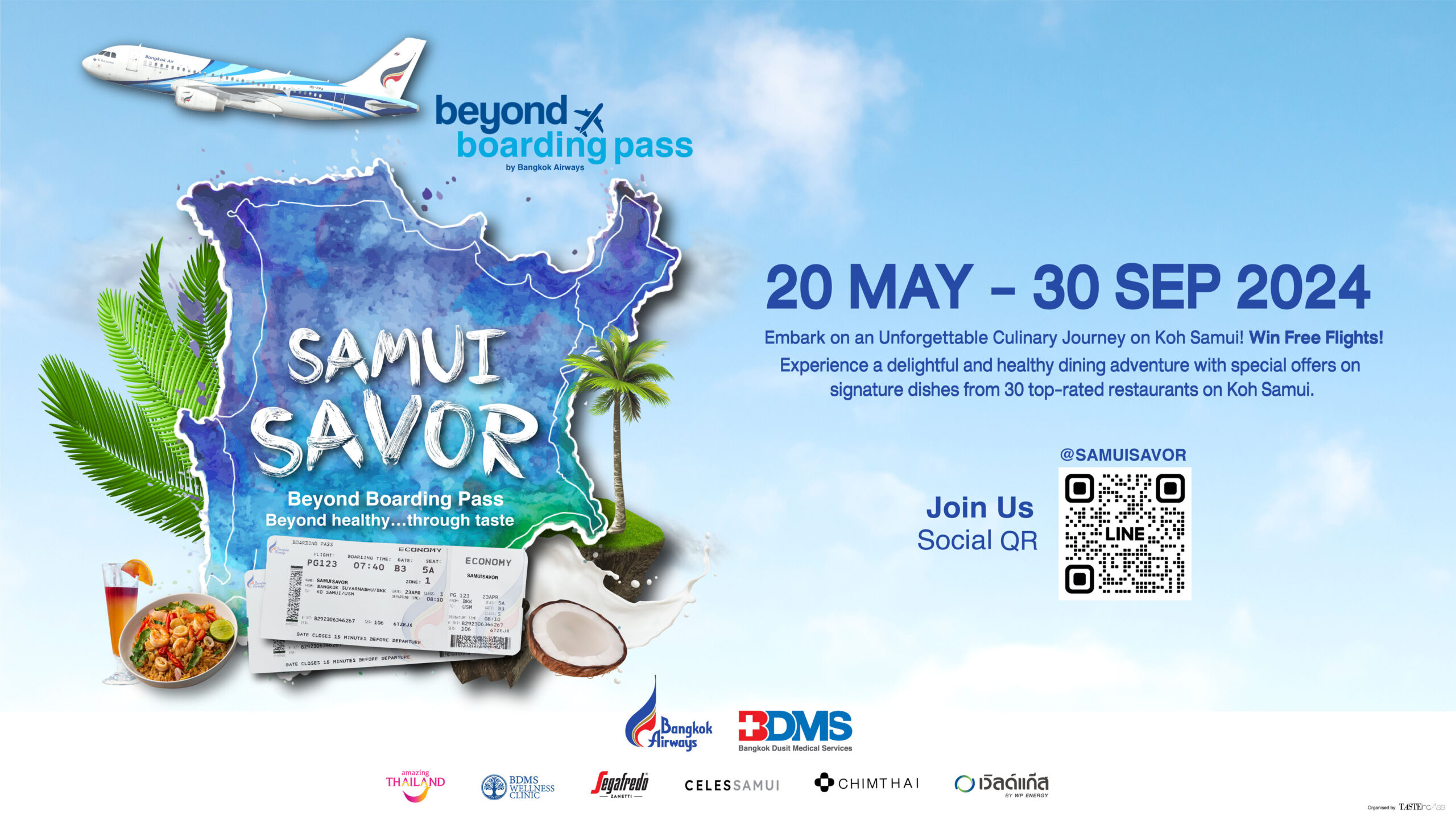 บางกอกแอร์เวย์สจับมือบีดีเอ็มเอสเปิดตัวโครงการ SAMUI SAVOR, Beyond Boarding Pass, Beyond healthy…through taste