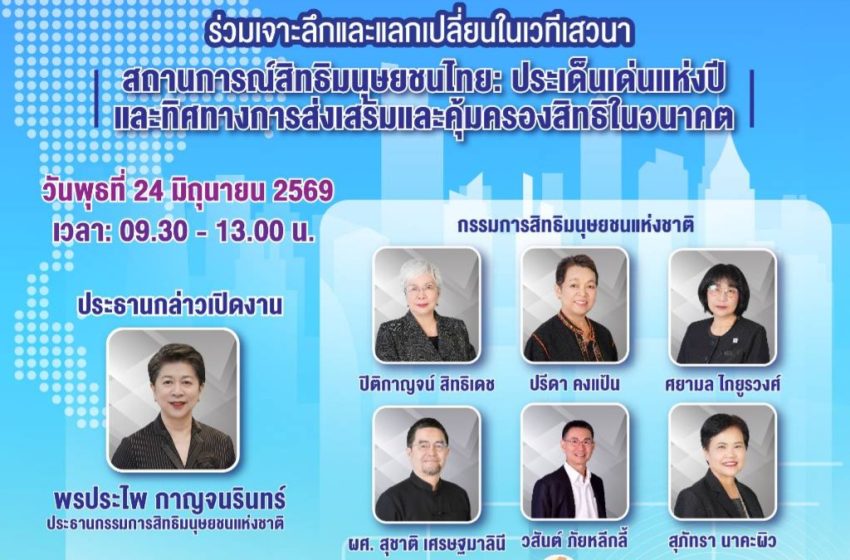  กสม. จัดงาน เปิดตัวรายงานผลการประเมินสถานการณ์สิทธิมนุษยชนไทย ปี ๒๕๖๘